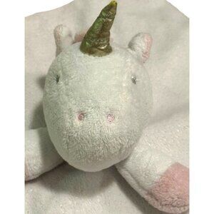 Cloud Island White Unicorn Infant Baby Security Blanket Pink Satin Trim Lovey